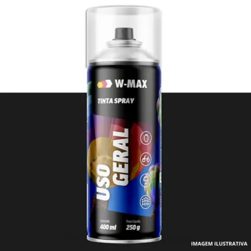 Tinta Spray Preto Fosco 400ML/250G - W-Max