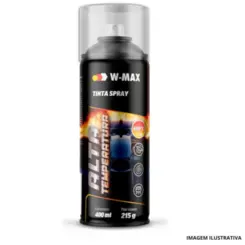 Tinta Spray  Alta Temp. Preto Fosco 400ML/250G - W-Max