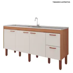 Gabinete De Cozinha Slim 1,74Mt Freijo/Off White -MGM