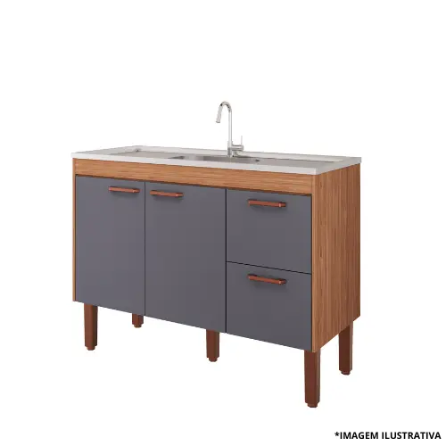 Gabinete De Cozinha Slim 1,14Mt Freijo/Titanium-MGM