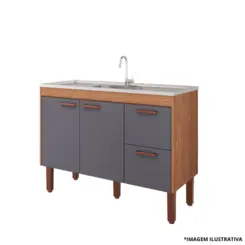Gabinete De Cozinha Slim 1,14Mt Freijo/Titanium-MGM