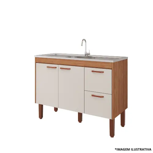 Gabinete De Cozinha Slim 1,14Mt Freijo/Off White-MGM