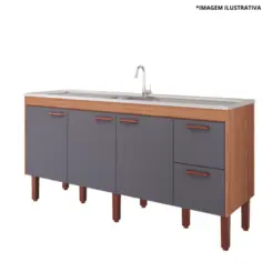 Gabinete De Cozinha Slim 1,74Mt Freijo/Titanium -MGM