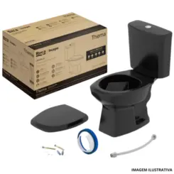 Kit  Bacia C/ Cx + Itens de  Instalação Thema Preto - Incepa