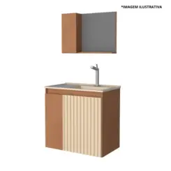 Kit Toucador e Espelheira Camomila Areia/Jequitiba 60Cm-Cozimax