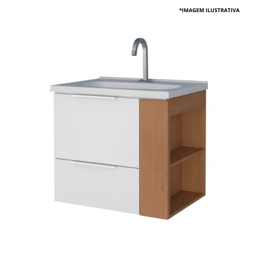 Toucador Cosmos 60Cm Nicho Direito Branco Com Jequitiba-Cozimax
