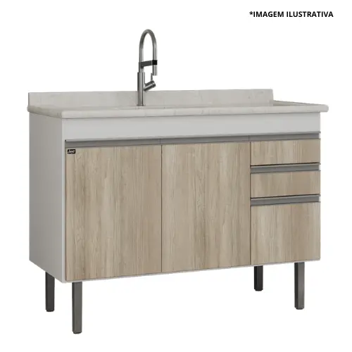Gabinete De Cozinha Esmeralda 1,14Mt Branco/Barrique-Locatt