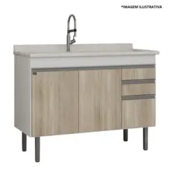 Gabinete De Cozinha Esmeralda 1,14Mt Branco/Barrique-Locatt
