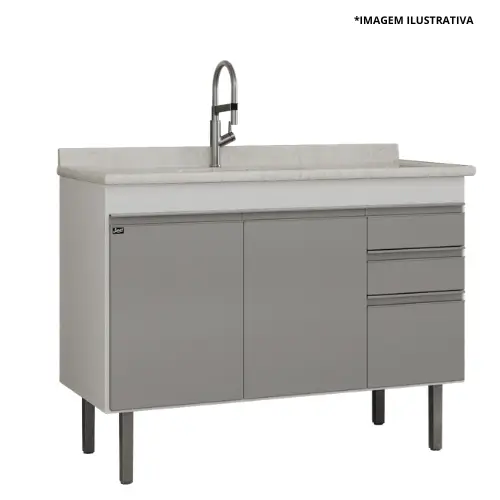 Gabinete De Cozinha Esmeralda  1,14Mt  Branco/Cobalto-Locatt