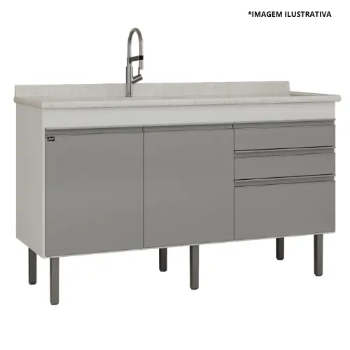 Gabinete De Cozinha Esmeralda 1,44Mt Branco/Cobalto-Locatt