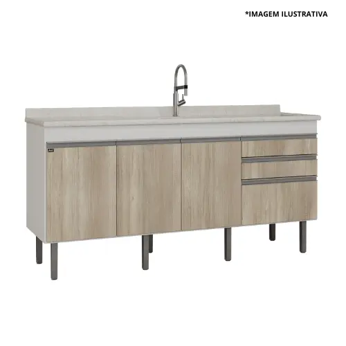 Gabinete De Cozinha Esmeralda 1,74Mt Branco/Barrique-Locatt