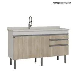 Gabinete De Cozinha Esmeralda  1,44Mt Branco/Barrique-Locatt