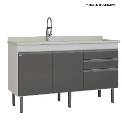 Gabinete De Cozinha Esmeralda  1,44Mt Branco/Opera-Locatt
