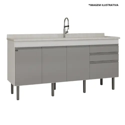 Gabinete De Cozinha Esmeralda 1,74Mt Branco/Cobalto -Locatt