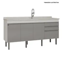 Gabinete De Cozinha Esmeralda 1,74Mt Branco/Cobalto -Locatt