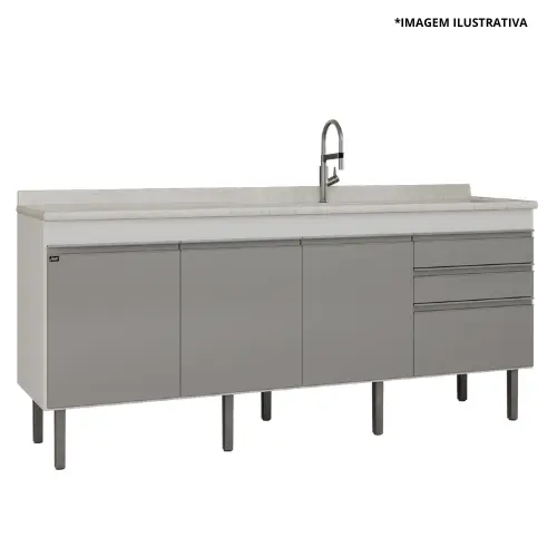 Gabinete De Cozinha Esmeralda 1,94Mt Branco/Cobalto -Locatt