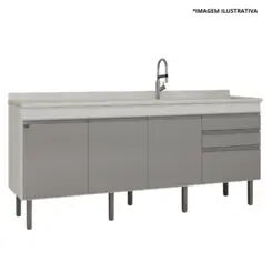 Gabinete De Cozinha Esmeralda 1,94Mt Branco/Cobalto -Locatt