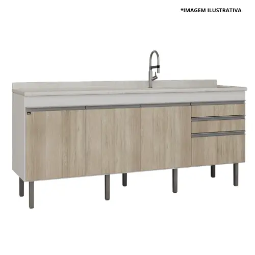 Gabinete De Cozinha Esmeralda 1,94Mt Branco/Barrique-Locatt