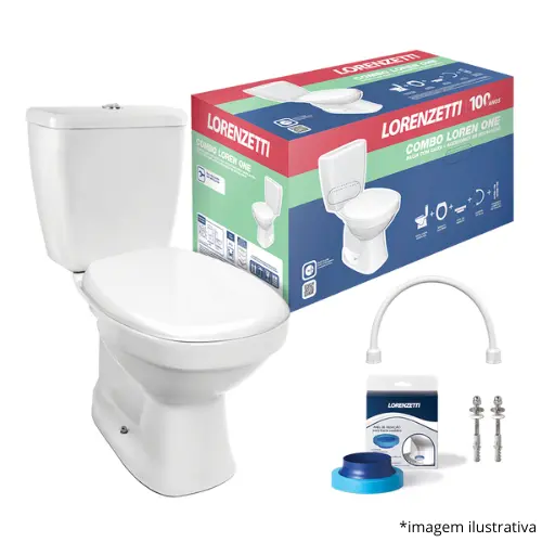 Kit One Bacia Com caixa Acoplada Branca + Itens Instalação- Lorenzetti