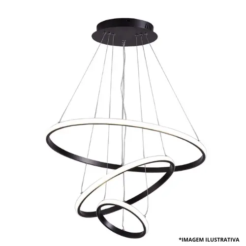 Luminaria Pendente Lp-403 3x1 Preto 58W-Nitrolux
