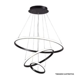 Luminaria Pendente Lp-403 3x1 Preto 58W-Nitrolux
