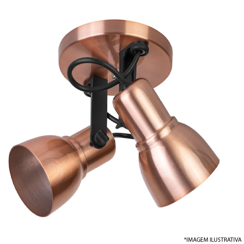 Spot Light Cobreado 2 Lâmpada -Kin - Spot Light Cobreado 2 Lâmpada -Kin ...