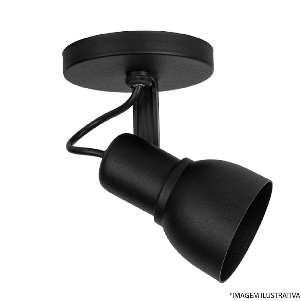 Spot Light Preto 1 Lâmpada-Kin - Spot Light Preto 1 Lâmpada-Kin - Kin
