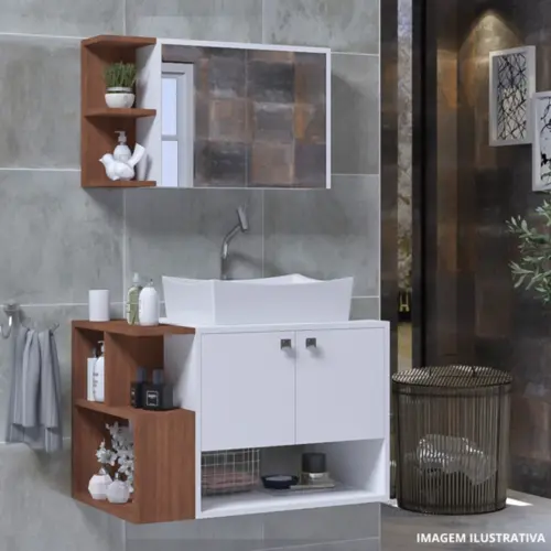 Kit Milano 70CM Branco/Freijo - Arte Gabinete