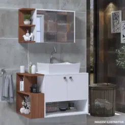 Kit Milano 70CM Branco/Freijo - Arte Gabinete