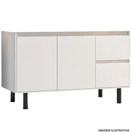 Gabinete de Cozinha. 1,14MT Branco/Branco de 2 Gavetas - Mega