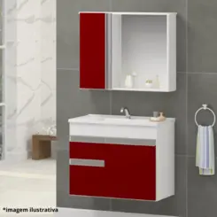 Kit Firenze 60Cm Branco/Bordo- Arte Gabinetes