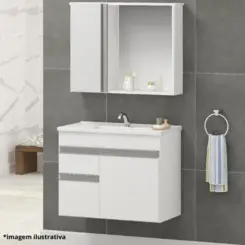 Kit Firenze 60Cm Branco/Branco-Arte Gabinetes