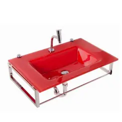 Lavatório Vidro Vermelho William 71x46Cm -Astra