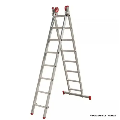 Escada Alumínio Extensiva  8 Degraus -Ágata Escadas