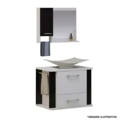 Kit Lion 60Cm Branco/Preto  Com Cuba -Arte Gabinete