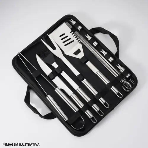 Kit Churrasco Premium Em Inox 16 Peças Com Estojo- Bel