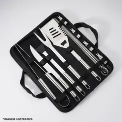 Kit Churrasco Premium Em Inox 16 Peças Com Estojo- Bel