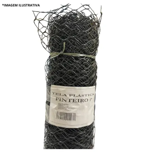 Tela Plastica Pinteiro Preta 1,00Mt X 5Mt -Abraao