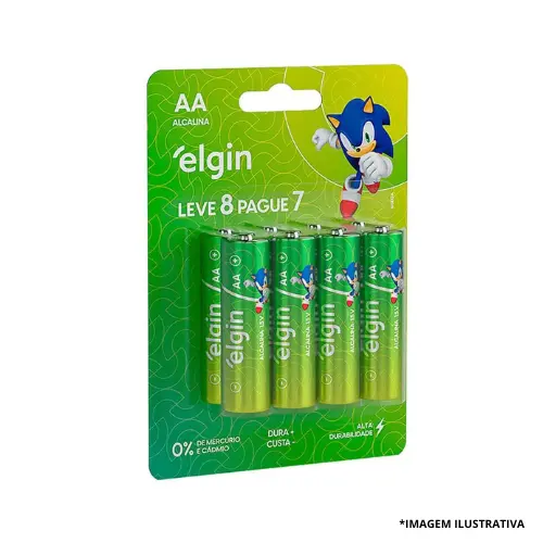 Pilha AA Alcalina Pague 7 Leve 8-Elgin