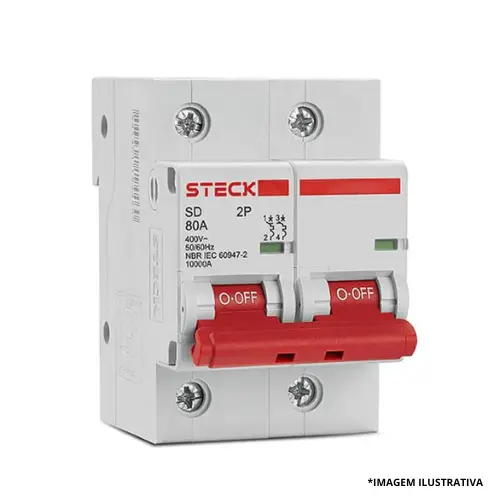 Disjuntor Din Bipolar 80A Curva C SDD2C80-Steck
