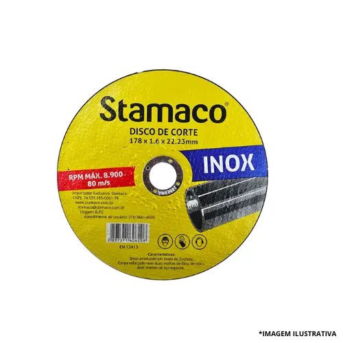 Disco De Corte Para Inox  178X1.6X22.23MM-Stamaco