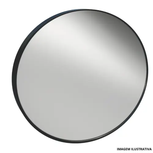 Espelho Redondo 48Cm Perfil Black-Crismetal