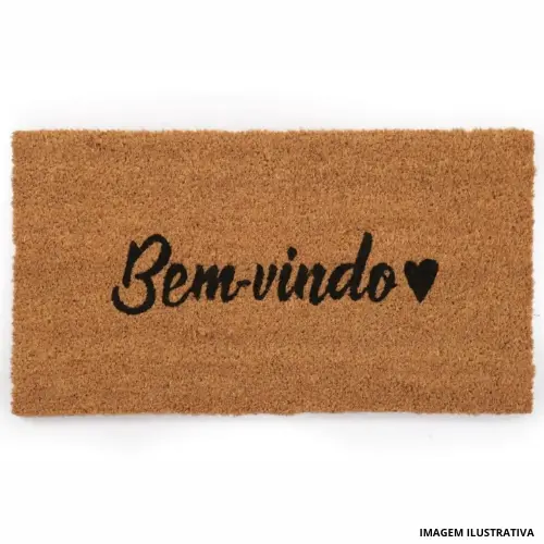 Tapete Fibra Coco 60x33cm Bem-vindo Amor - Kapazi