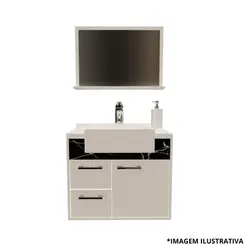 KIt Toucador Gracux 56,5CM Branco/Marmorizado -Cerocha