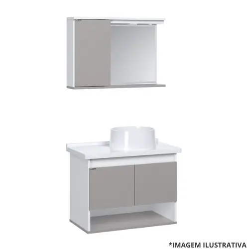 Kit Toucador Bergamo 63,5Cm Moss Absoluto Pia Creta Redonda-Aj Rorato