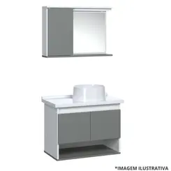 Kit Toucador Bergamo 63,5Cm Nogal Pia Creta Redonda -Aj Rorato
