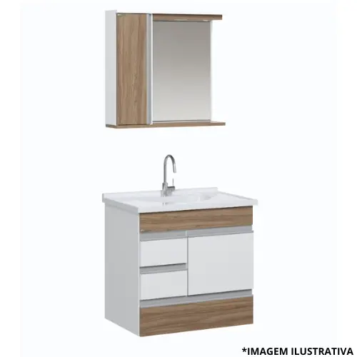 Kit Toucador Modena 59,5Cm 2 Gavetas Nogal-Aj Rorato