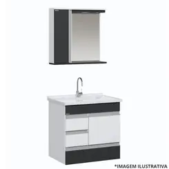 Kit Toucador Modena 59,5Cm 2 Gavetas Tex. Preto-Aj Rorato