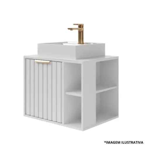 Toucador Noruega 60Cm Branco Cuba Sobrepor-Mgm