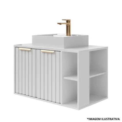 Toucador Noruega 80Cm Branco Cuba Sobrepor -Mgm